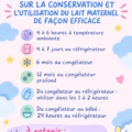 Mère stockant du lait maternel dans un contenant adapté.