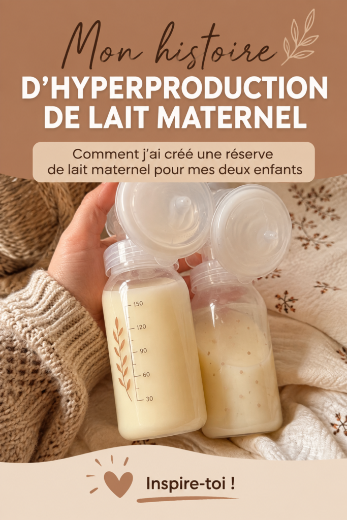 Maman avec son bébé souriant, allaitant confortablement, symbolisant la surproduction de lait maternel