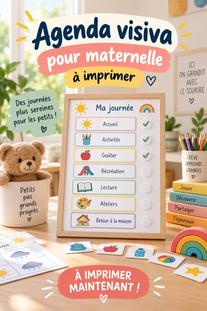 Agenda visuel coloré pour l'école maternelle à imprimer