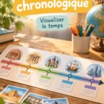 Frise chronologique colorée pour organiser la rentrée scolaire
