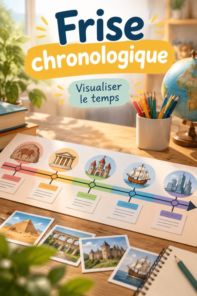 Frise chronologique colorée pour organiser la rentrée scolaire