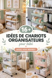 Idées créatives pour organiser les affaires de bébé dans une chambre.