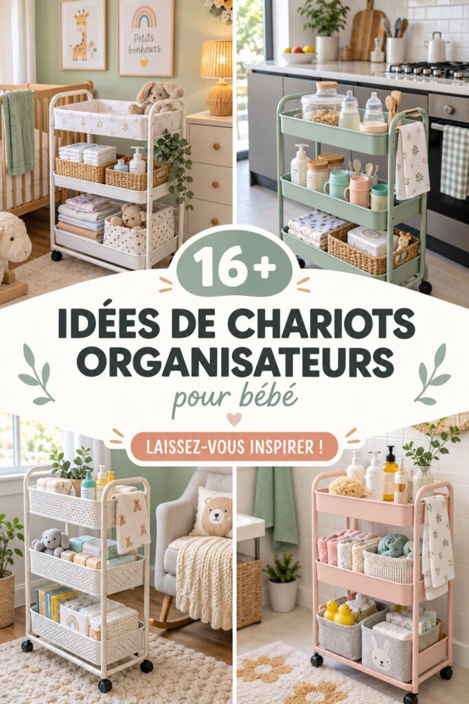Idées créatives pour organiser les affaires de bébé dans une chambre.