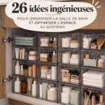 Salle de bain organisée avec des rangements efficaces.