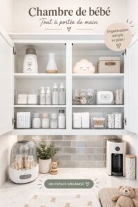 Nursery inspirée de Nashville avec des couleurs chaudes et des éléments en bois