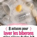 Biberons propres et brillants après lavage, montrant l'importance d'une hygiène rigoureuse.