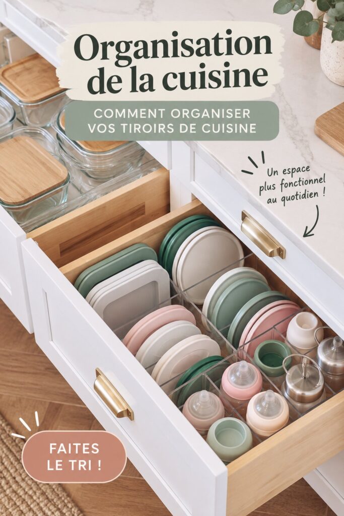 Cuisine organisée avec des tiroirs bien rangés