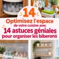 Cuisine organisée avec des biberons bien rangés dans un porte-biberons.