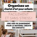 Chariot d'art coloré pour enfants rempli de fournitures créatives