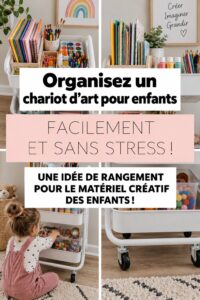 Chariot d'art coloré pour enfants rempli de fournitures créatives