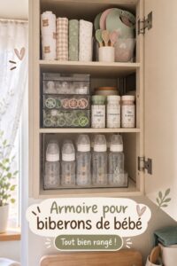 Cuisine bien organisée avec un espace consacré aux biberons.