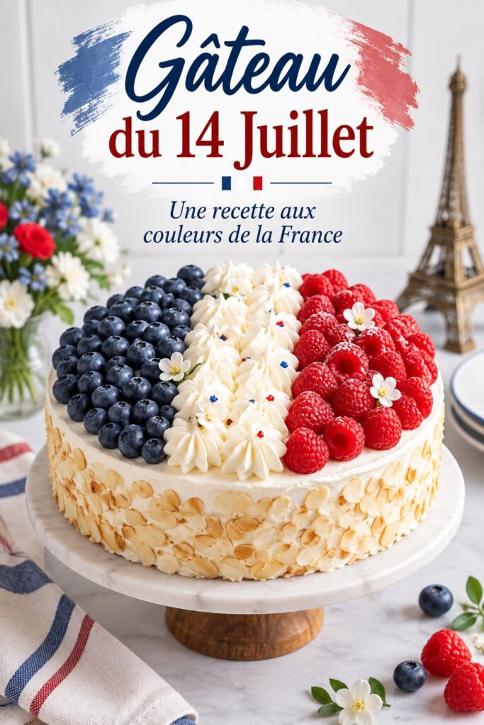 Gâteau tricolore décoré pour la fête nationale française