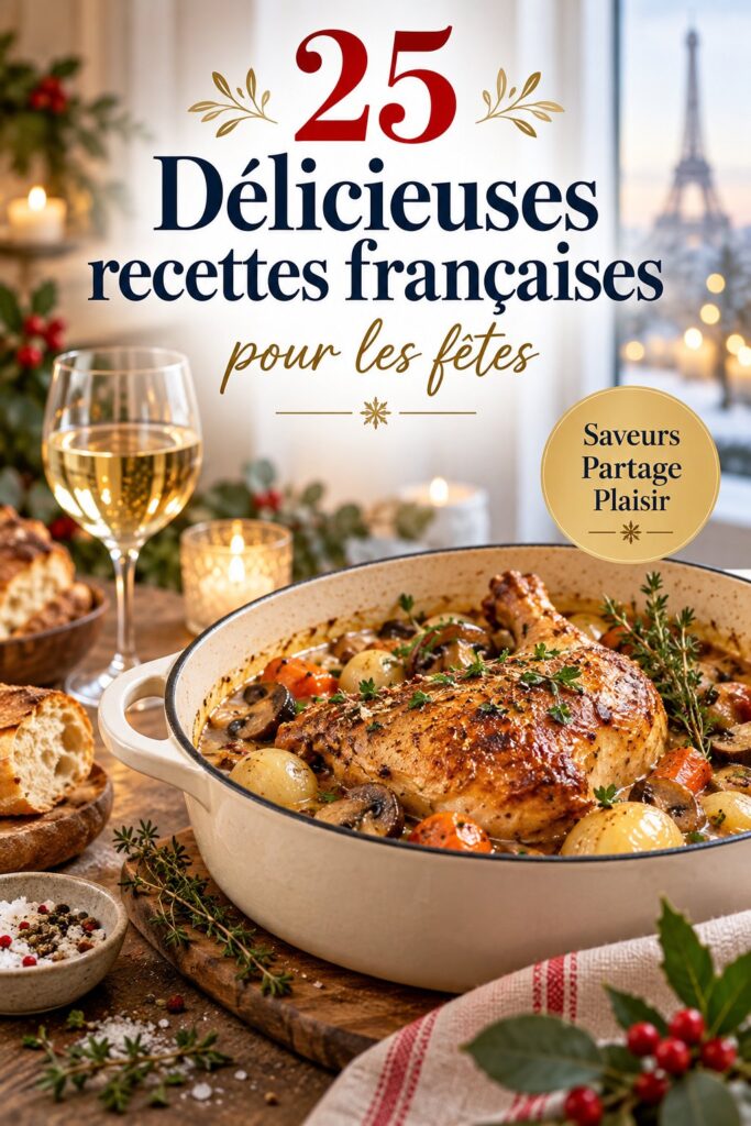 Une table dressée avec des plats français typiques pour une fête familiale.
