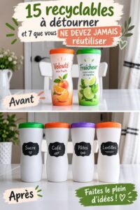 Des objets recyclables prêts à être réutilisés dans une maison familiale.