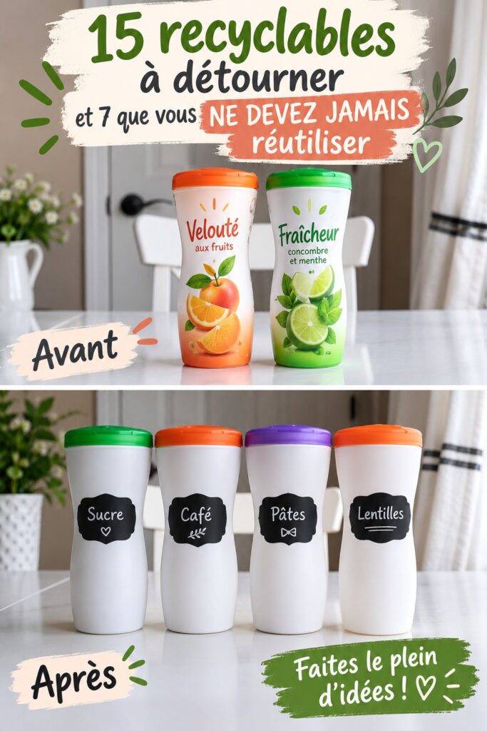Des objets recyclables prêts à être réutilisés dans une maison familiale.