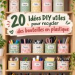 Bouteilles en plastique retransformées en objets décoratifs et utiles dans une maison familiale