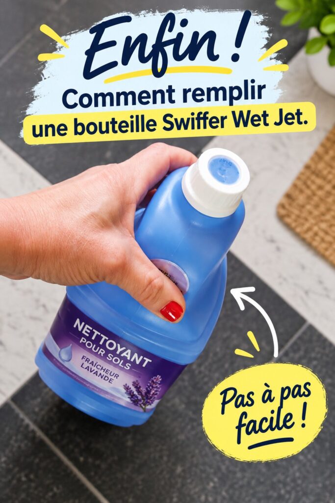 Bouteille de Swiffer Wet Jet prête à être remplie avec un produit nettoyant