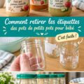 Un pot de nourriture pour bébés en verre sans étiquette sur un fond neutre, prêt à être réutilisé.