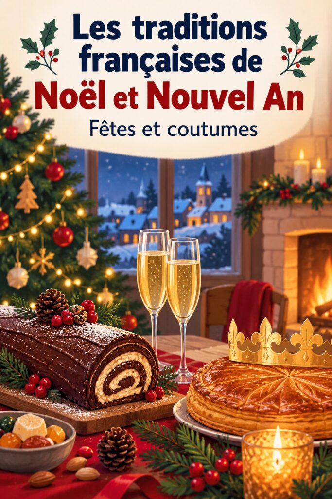 Une table parfaitement dressée pour le réveillon de Noël, mettant en valeur des plats traditionnels français.