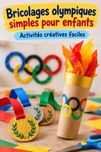Enfants heureux en train de créer des médailles de bricolage pour les Jeux Olympiques.