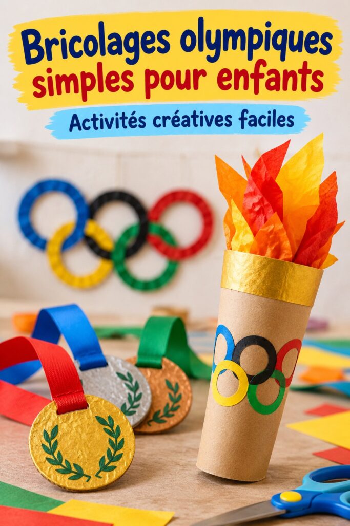 Enfants heureux en train de créer des médailles de bricolage pour les Jeux Olympiques.