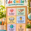 Affiche colorée de règles de classe pour faciliter l'apprentissage