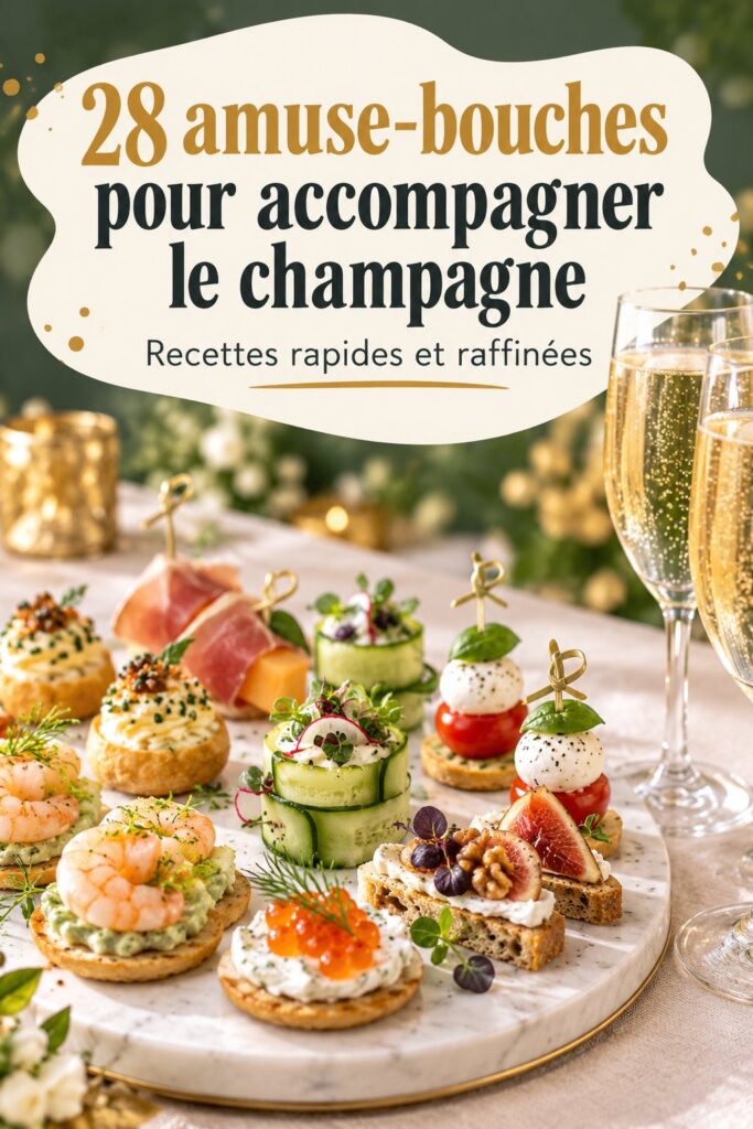 Assortiment élégant d'amuse-bouches prêts à être servis avec du champagne
