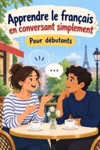 Un enfant souriant entouré de livres en français et de matériel éducatif coloré.