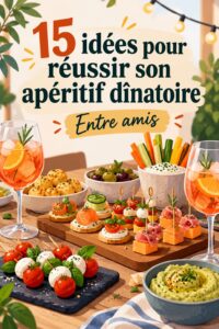 Un apéritif dînatoire avec plusieurs plats typiques français sur une table