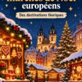 Marché de Noël illuminé en Europe avec des stands de produits locaux.