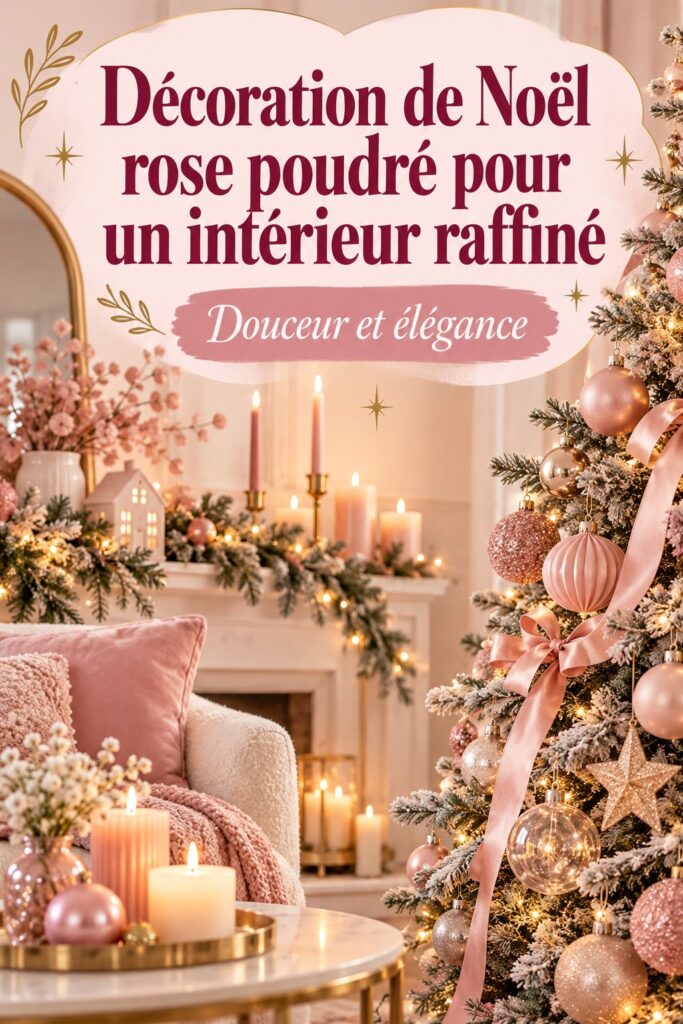 Déco de Noël rose poudré avec des ornements élégants