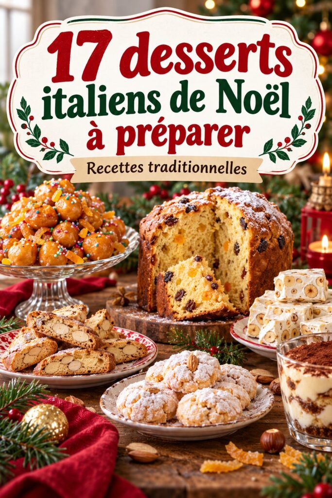 Desserts italiens traditionnels pour Noël sur une table bien dressée