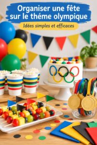 Fête familiale sur le thème Olympique avec des enfants s'amusant