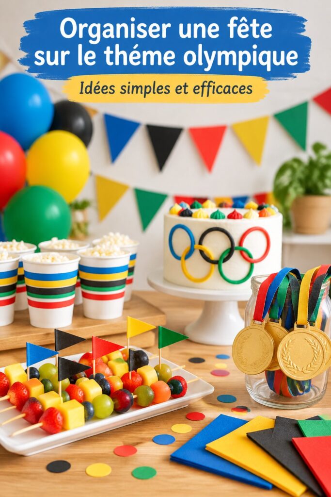 Fête familiale sur le thème Olympique avec des enfants s'amusant