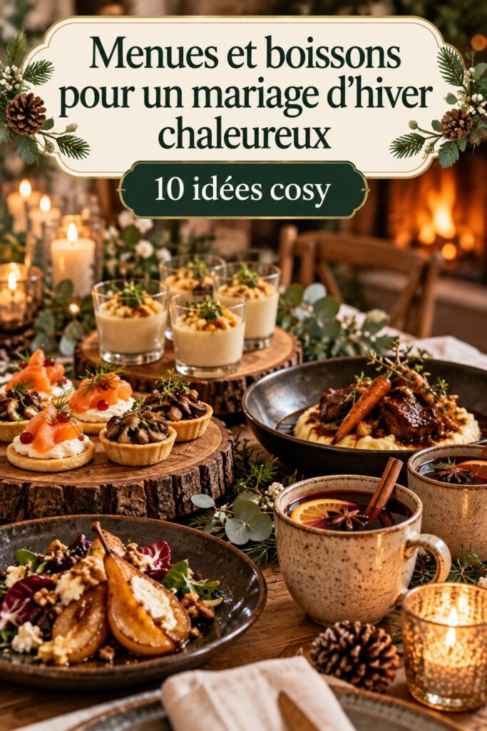 Un mariage d'hiver avec une table décorée et des plats réconfortants