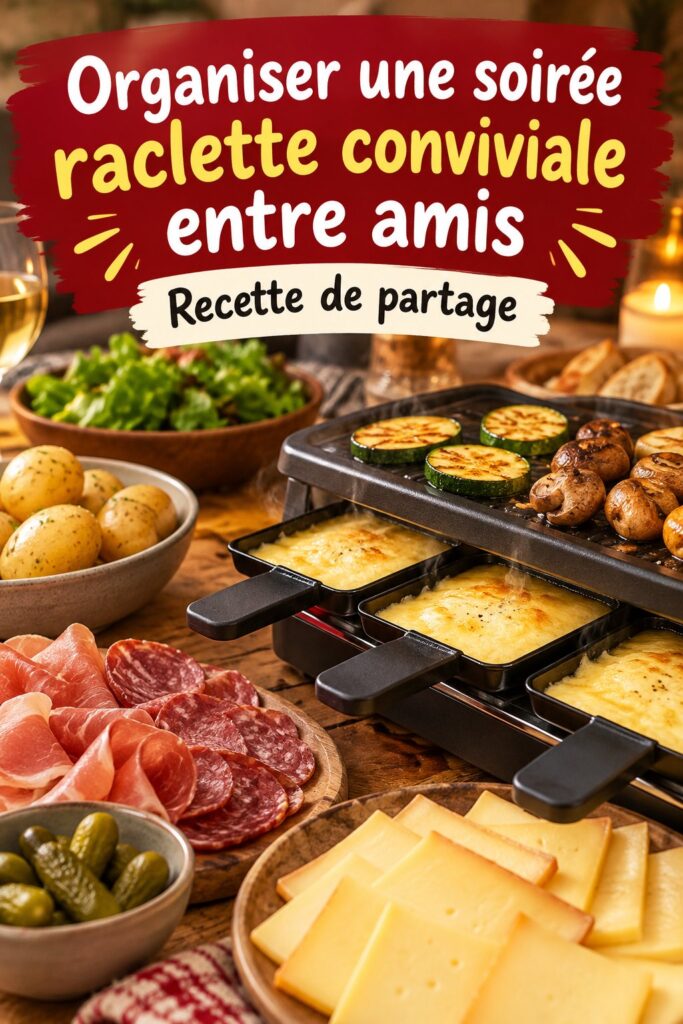 Amis réunis autour d'une table pour une soirée raclette conviviale.