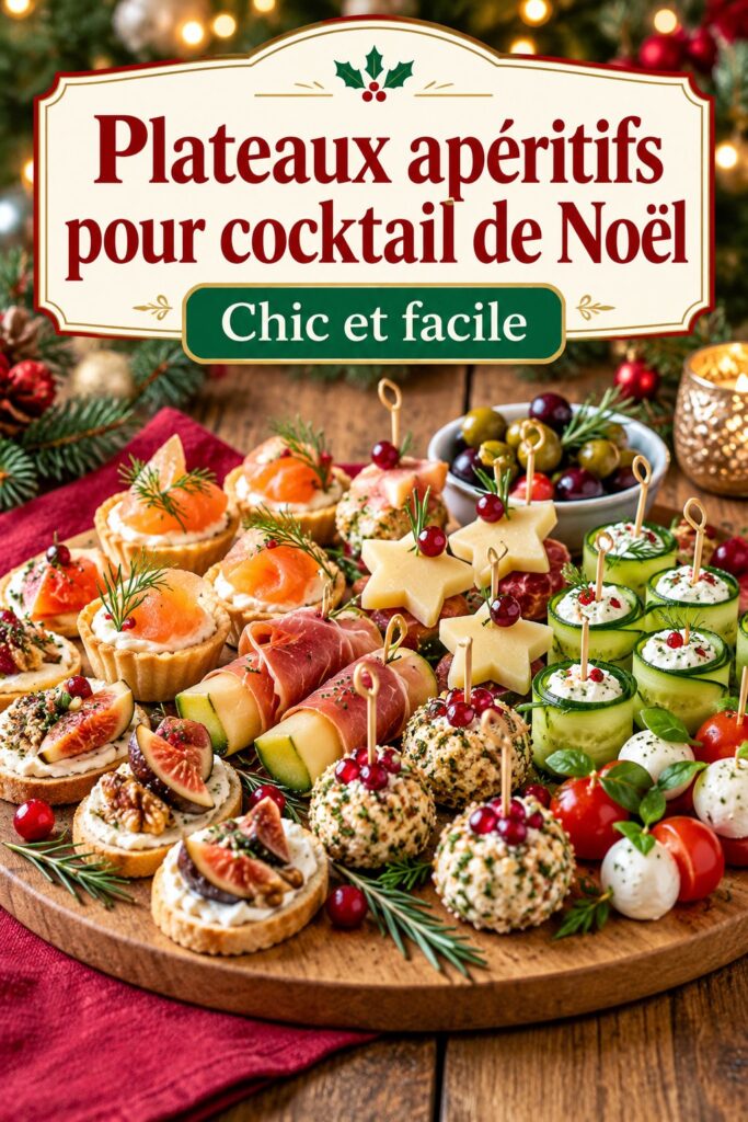Plateaux apéritifs colorés pour un cocktail de Noël festif