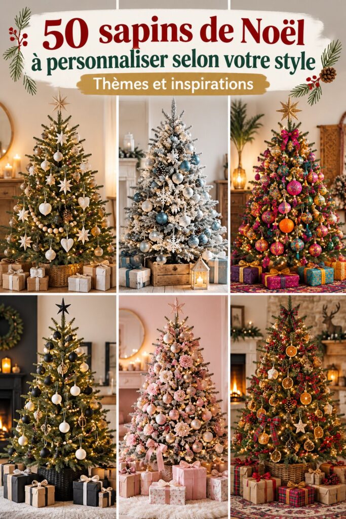 Un beau sapin de Noël décoré de manière originale, reflétant un style personnalisé.