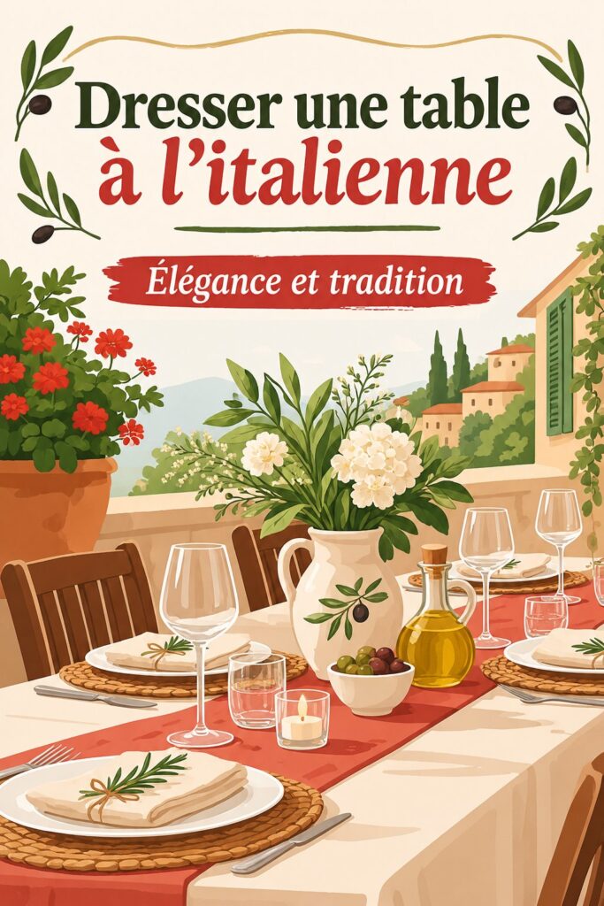Table italienne dressée avec élégance pour un dîner familial