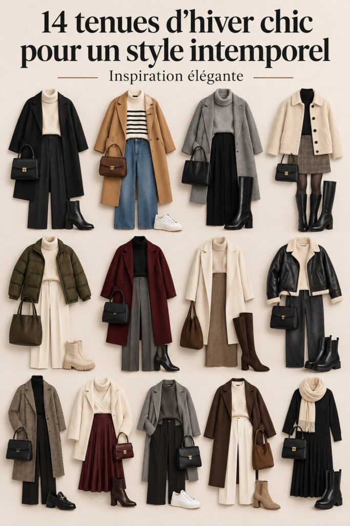 Des tenues d'hiver chic et intemporelles sur mannequins en studio.