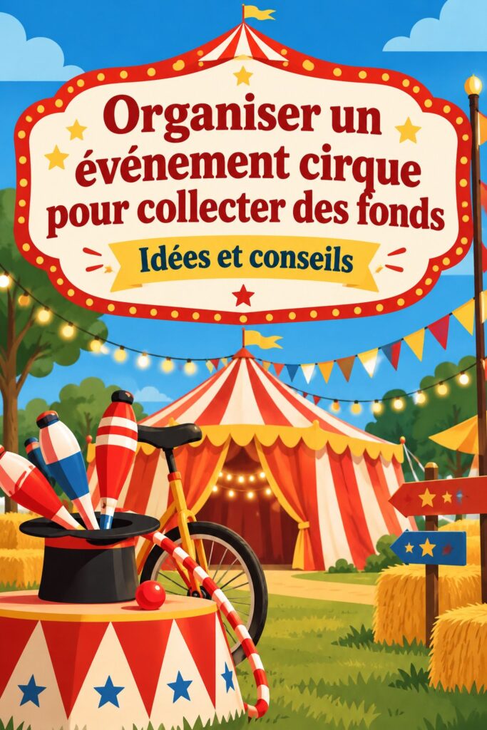 Un groupe de famille en train de profiter d'un événement sur le thème du cirque avec des décorations colorées.